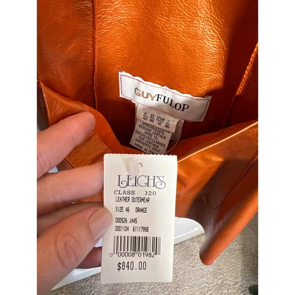 New Guy Fulop Leather Orange Reversible Made Italy Jacket Vacation Womens MED - Picture 6 of 7